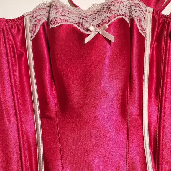Red Satin Bustier Corset Set – Size 34 (NWT) - Picture 4 of 11
